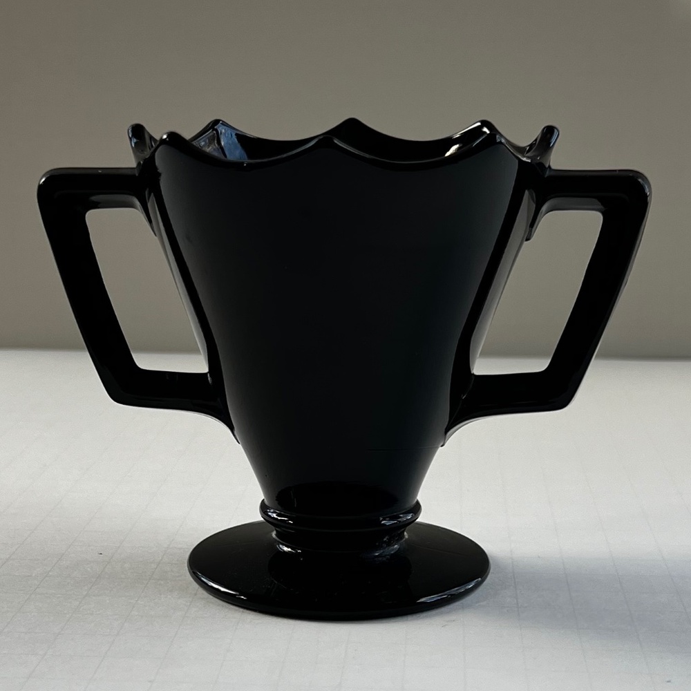Black Glass Open Sugar Bowl